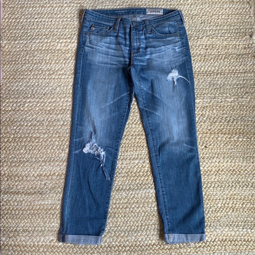 AG The Stilt Roll Up Cigarette Jean Distressed 27